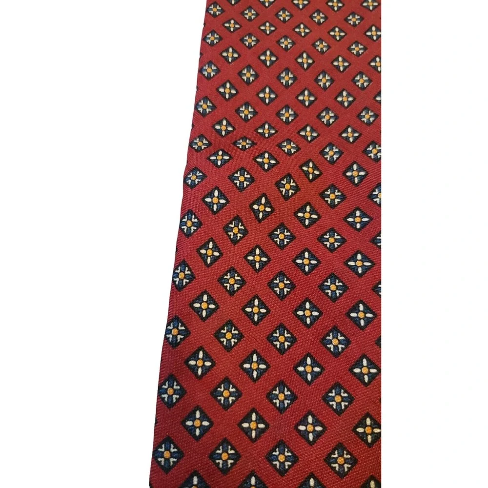 Ferrell Reed Schupp‎ & Snyder Geometric Hand Sewn Silk Mens Necktie Red England